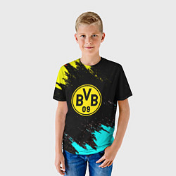 Футболка детская Borussia краски штрихи, цвет: 3D-принт — фото 2