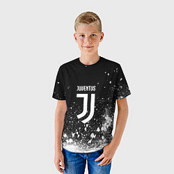 Футболка детская Ювентус всплеск белых красок, цвет: 3D-принт — фото 2