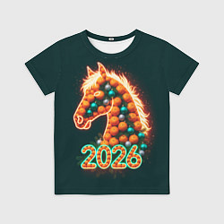 Футболка детская Праздничная лошадь 2026, цвет: 3D-принт