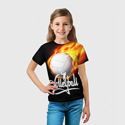 Футболка детская Волейбольный мяч летит в огне, цвет: 3D-принт — фото 2
