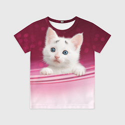 Футболка детская Белый котёнок, цвет: 3D-принт