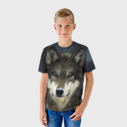 Футболка детская Зимний волк, цвет: 3D-принт — фото 2