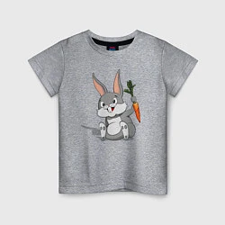 Футболка хлопковая детская Зайка с морковью, цвет: меланж