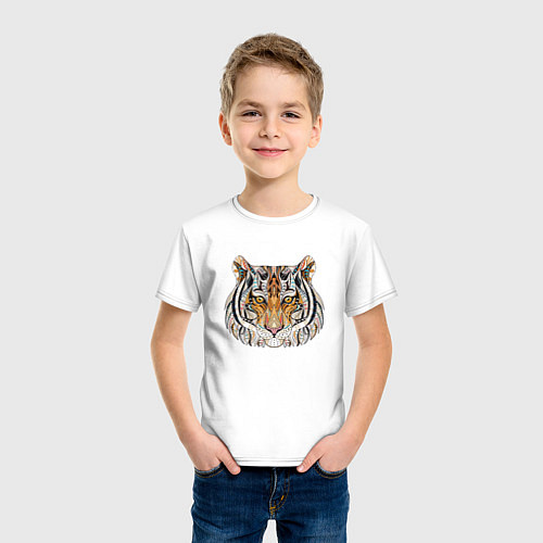 Детская футболка Расписная голова тигрицы / Белый – фото 3