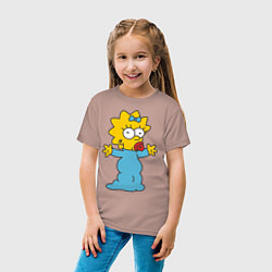 Футболка хлопковая детская Maggie Simpson, цвет: пыльно-розовый — фото 2