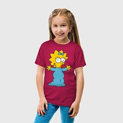 Футболка хлопковая детская Maggie Simpson, цвет: маджента — фото 2