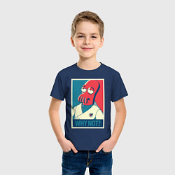 Футболка хлопковая детская Zoidberg: Why not?, цвет: тёмно-синий — фото 2