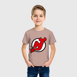 Футболка хлопковая детская New Jersey Devils, цвет: пыльно-розовый — фото 2