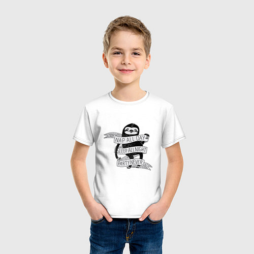 Детская футболка Ленивец / Белый – фото 3