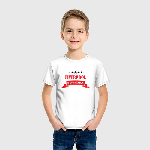 Детская футболка Liverpool is our religion / Белый – фото 3