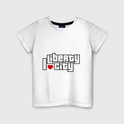 Футболка хлопковая детская I love Liberty city, цвет: белый