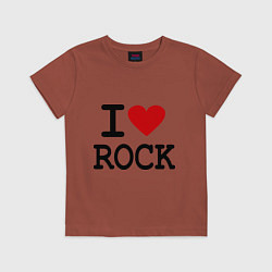 Футболка хлопковая детская I love Rock, цвет: кирпичный