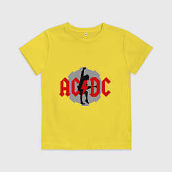 Футболка хлопковая детская AC/DC: Angus Young, цвет: желтый