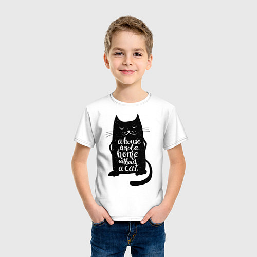 Детская футболка Черный кот / Белый – фото 3