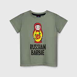 Футболка хлопковая детская Russian Barbie, цвет: авокадо