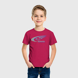 Футболка хлопковая детская Subaru world rally team, цвет: маджента — фото 2
