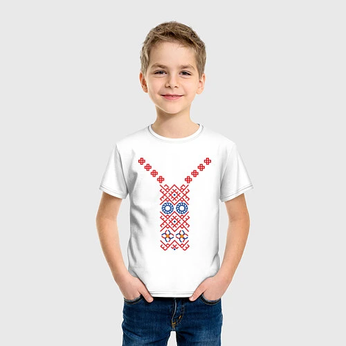 Детская футболка Узор славянского сарафана / Белый – фото 3
