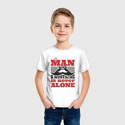 Футболка хлопковая детская A man with a mustache... Усы!, цвет: белый — фото 2