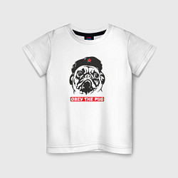 Футболка хлопковая детская Obey the pug, цвет: белый