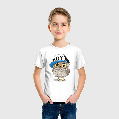 Детская футболка Совенок-мальчик / Белый – фото 3