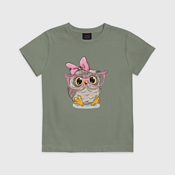 Футболка хлопковая детская Совушка, цвет: авокадо