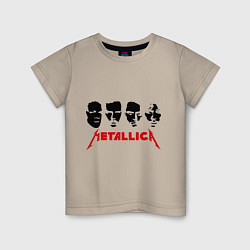 Футболка хлопковая детская Metallica (Лица), цвет: миндальный