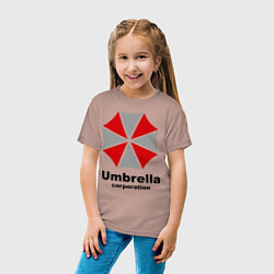Футболка хлопковая детская Umbrella corporation, цвет: пыльно-розовый — фото 2