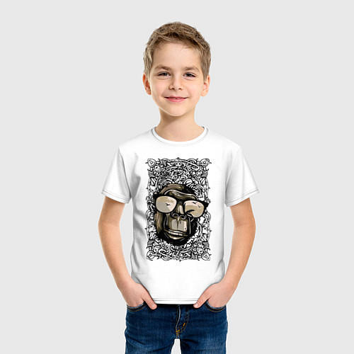 Детская футболка Шимпанзе арт / Белый – фото 3