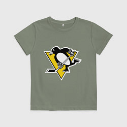 Футболка хлопковая детская Pittsburgh Penguins, цвет: авокадо