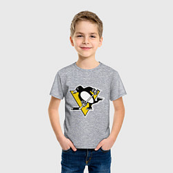 Футболка хлопковая детская Pittsburgh Penguins, цвет: меланж — фото 2