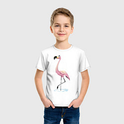 Футболка хлопковая детская Гордый фламинго, цвет: белый — фото 2