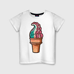 Футболка хлопковая детская Мороженое-осьминог, цвет: белый