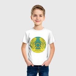 Футболка хлопковая детская Казахстан герб, цвет: белый — фото 2