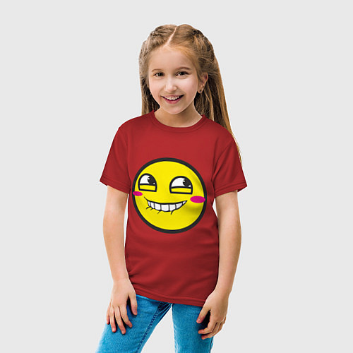 Детская футболка Безумный смайл / Красный – фото 4