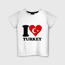 Футболка хлопковая детская I love turkey, цвет: белый