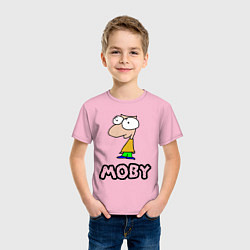 Футболка хлопковая детская Moby цвета светло-розовый — фото 2