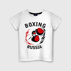 Футболка хлопковая детская Boxing Russia Forever, цвет: белый