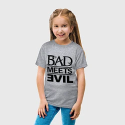 Футболка хлопковая детская Bad Meets Evil, цвет: меланж — фото 2