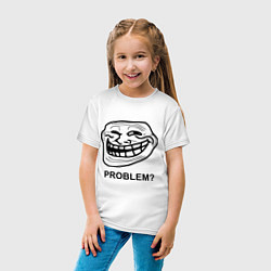 Футболка хлопковая детская Trollface. Problem? Проблемы?, цвет: белый — фото 2