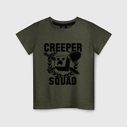 Футболка хлопковая детская Creeper Squad, цвет: меланж-хаки