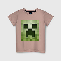 Футболка хлопковая детская Мinecraft creeper, цвет: пыльно-розовый