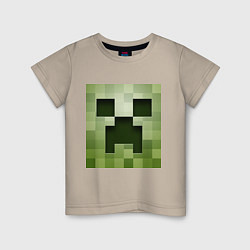 Футболка хлопковая детская Мinecraft creeper, цвет: миндальный