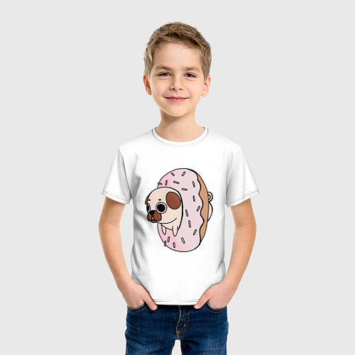 Детская футболка Мопс-пончик / Белый – фото 3