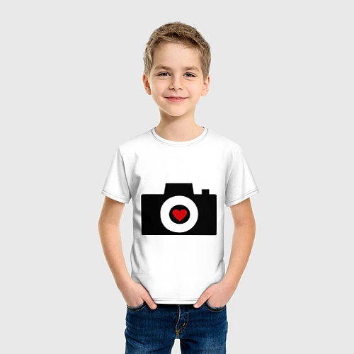Детская футболка Фотоаппарат с сердцем / Белый – фото 3