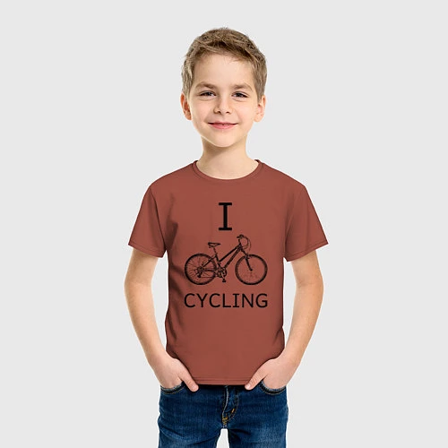 Детская футболка I love cycling / Кирпичный – фото 3