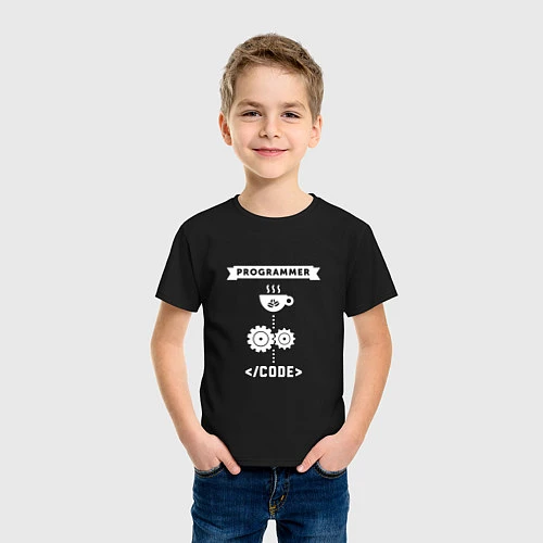 Детская футболка Принцип работы программиста / Черный – фото 3
