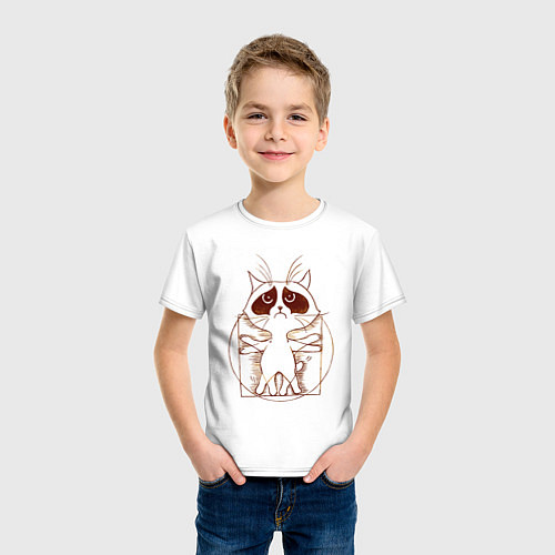 Детская футболка Кот да Винчи / Белый – фото 3