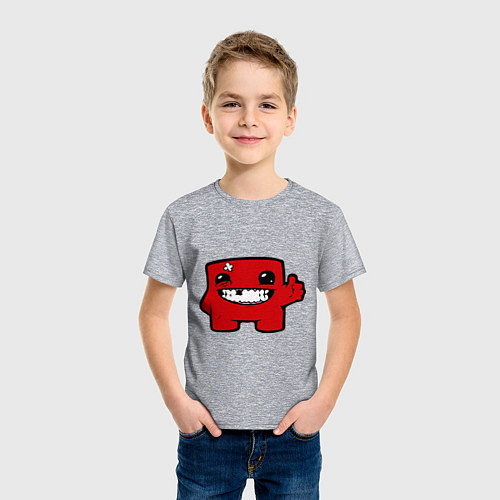Детская футболка Super Meat Boy / Меланж – фото 3