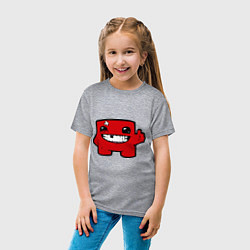 Футболка хлопковая детская Super Meat Boy, цвет: меланж — фото 2