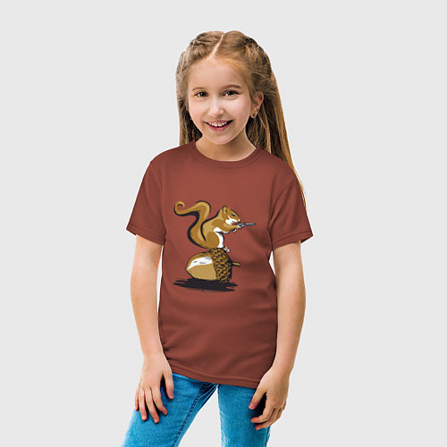 Детская футболка Белка с орехом / Кирпичный – фото 4